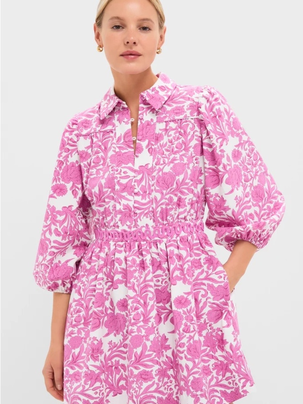 Pink Floral Lola Mini Shirt Dress